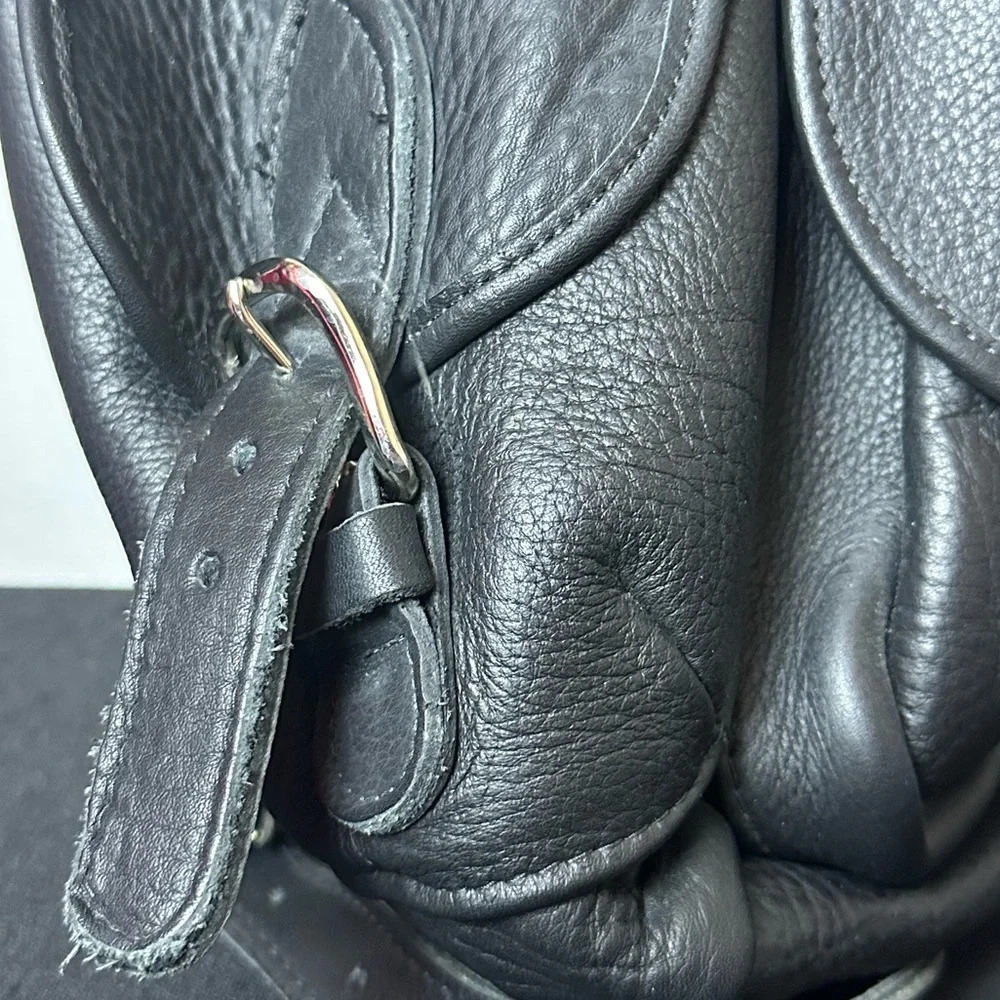 ❗️Mid Size Heavy Duty Black Leather Biker Buckle Backpack - Picture 6 of 16